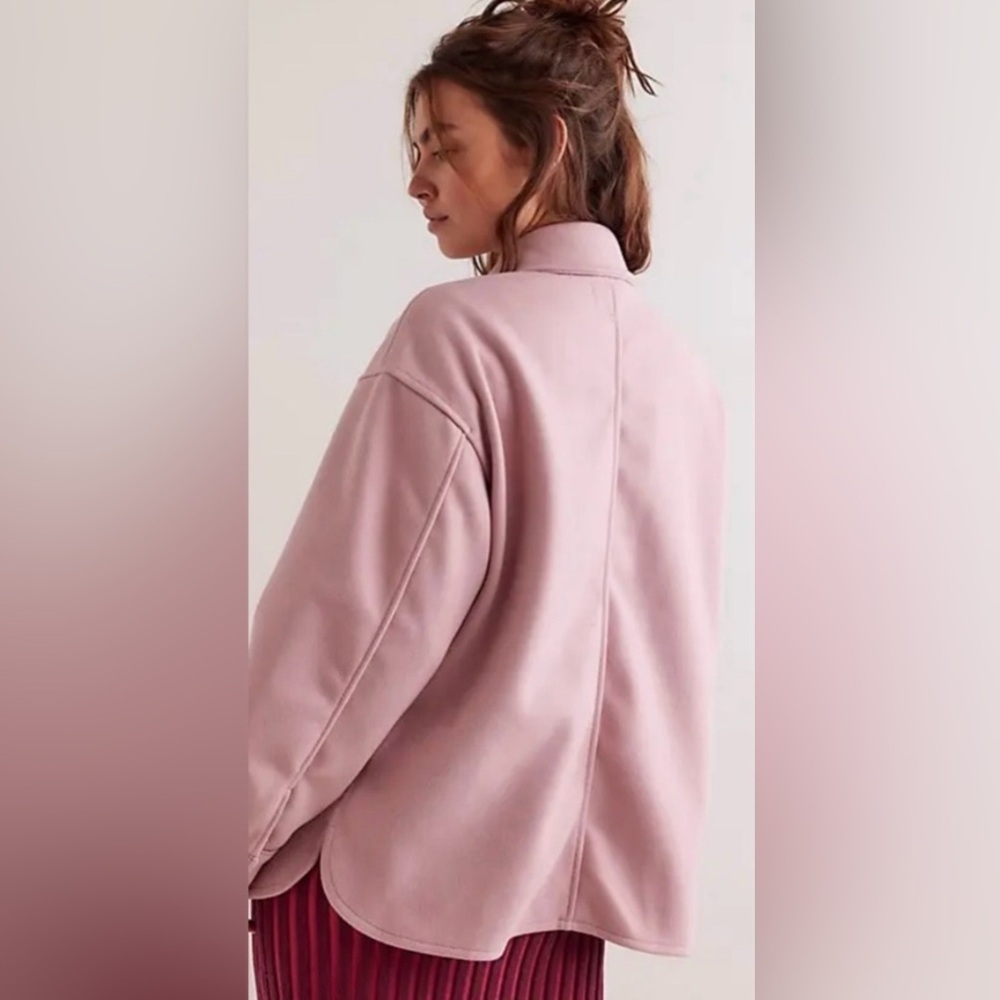 NEW Free People M We the Free Lola Shirt Jacket in Ballet 🩰 Pink Snap Button - Picture 2 of 8